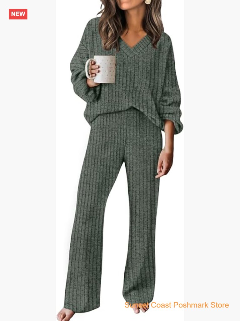 Oversized Lounge Set Matching Sweater Pants Casual Travel Outfit S-2xl